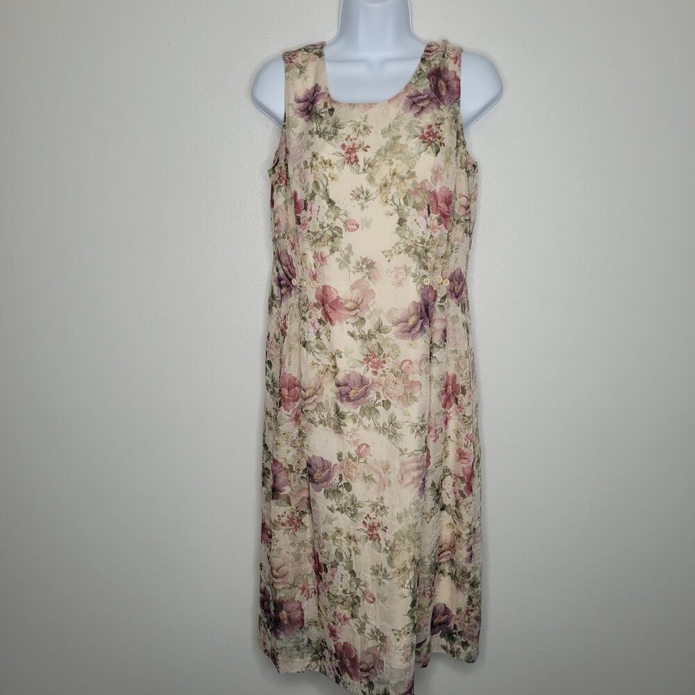 Vintage Pride and Joy tan pink pastel romantic fairy tale grunge dress 6p